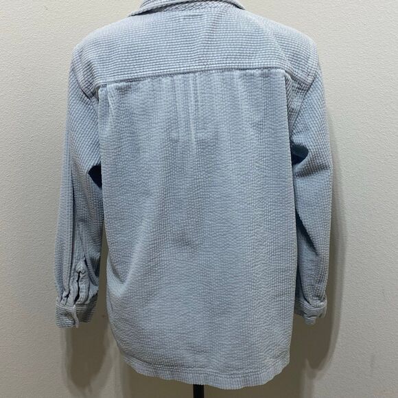 L.L. Bean Corduroy Jacket Women's Medium Petite Light Blue Shaket Button Up - Picture 6 of 8